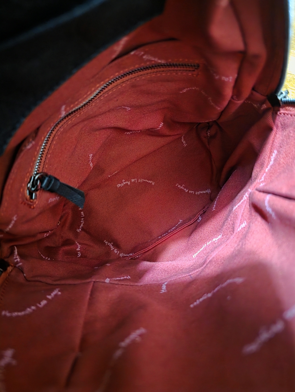 Hammitt Black Leather Backpack with Red Accent Zipper - Picture 6 of 7